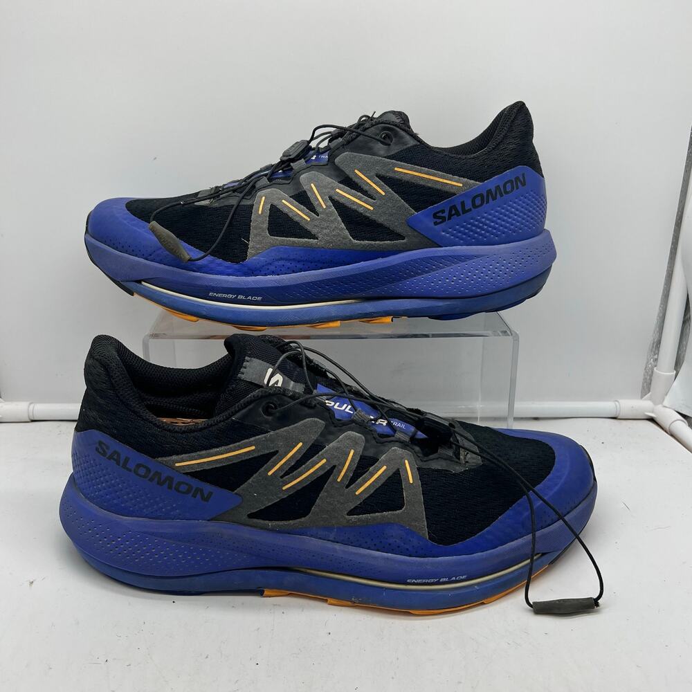 Salomon Pulsar Trail Shoes Mens 10.5 Athletic Black Blue Blazing Running